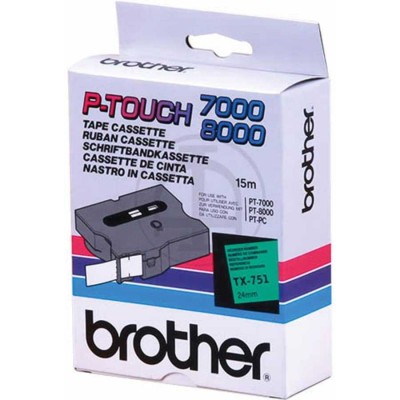 Brother TX-751 Siyah Üzeri Yeşil Lamine Etiket - 24mm x 15m - PT-7000