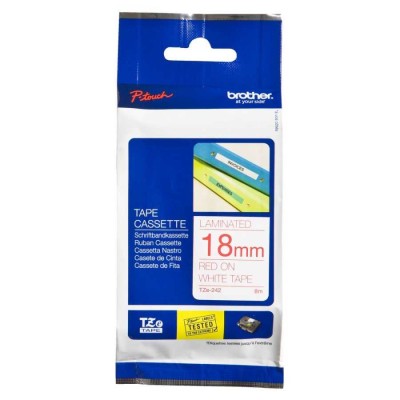 Brother TZE-242 (18MM) Kırmızı Lamine Etiket