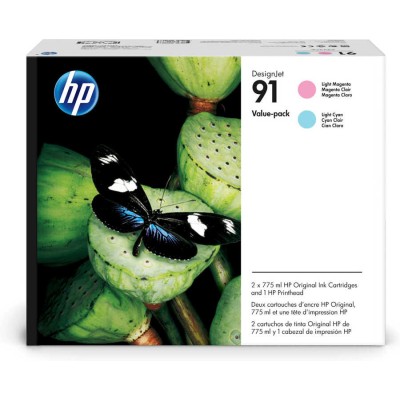 HP P2V37A (91) Açık Kırmızı-Açık Mavi İkili Paket Orjinal Baskı Kafası - Designjet Z6100