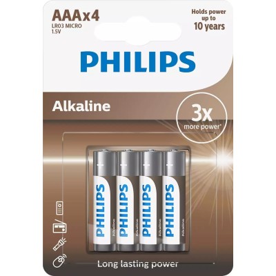 Philips LR03A4B/10 Alkaline Pil AAA 1.5V
