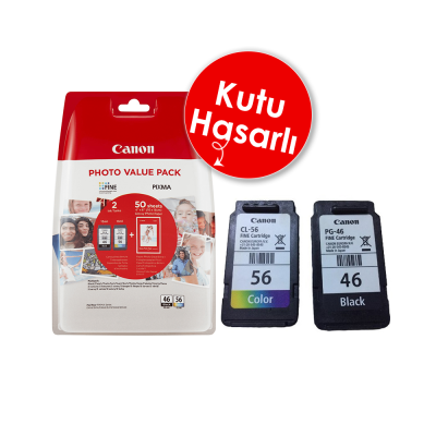 Canon PG-46 / CL-56 İkili Paket Orjinal Kartuş + 50 Fotoğraf Kağıdı